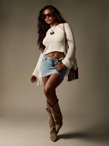 MISSGUIDED Bohemian Knit Sweater With Fringe Detail Long Sleeve Boho Fall Winter Casual Pullover Beach Cover Up Festival Knitwear - White - View 3