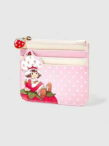 Strawberry Shortcake | ROMWE Korthållare med mönster av jordgubbsflicka, dragkedja, nyckelring, mini-plånbok - Babyrosa - Visa 3