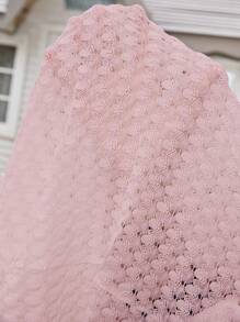 EMERY ROSE Women's Solid Color Sheer Casual Versatile Regular Jacket Crochet Cardigan Women Lace Cardigan Knitted Cardigan For Women Summer Cardigan For Women Thin Cardigan In Fall/Winter - Pink - View 8