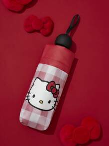 HELLO KITTY AND FRIENDS | SHEIN 1 把可爱卡通图案手动五折晴雨伞，黑胶防晒涂层，50+ UV 防晒效果，适合上学、工作、外出和日常使用，专为大学生、高中生和女性设计，Kitty - 紅色 - 查看 6