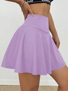 Easithlete 纯色高腰口袋设计时尚运动裙，夏季