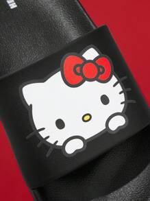HELLO KITTY AND FRIENDS | SHEIN 时尚可爱卡通猫咪图案 PVC 女士拖鞋，适合室内或室外穿着，男女通用 - 黑色 - 查看 4