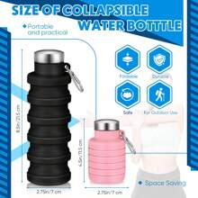 SHEIN Botella de agua plegable portátil - Botella de silicona ligera de 500ml, a prueba de fugas y plegable para el gimnasio, viajes, senderismo, camping y uso diario - Multicolor - Ver 4