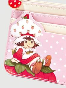Strawberry Shortcake | ROMWE Korthållare med mönster av jordgubbsflicka, dragkedja, nyckelring, mini-plånbok - Babyrosa - Visa 4