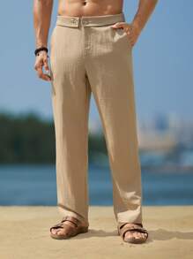 Manfinity Homme Pantaloni casual da uomo a gamba affusolata di colore unito