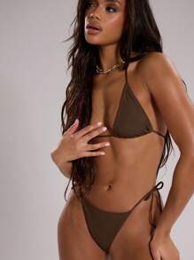 Musera Resort Quần bikini cạp chun ngắn ôm sát, thích hợp cho kỳ nghỉ hè ở bãi biển Ibiza, mùa xuân. - màu nâu - Xem 3