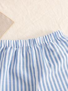 Baby Girls Stripe Strap Top With Ruffle Detail And Wide Leg Pants Set, Casual Yet Fashionable Suit