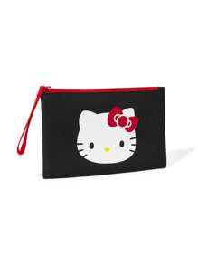 HELLO KITTY AND FRIENDS | SHEIN 1个可爱卡通印花轻便化妆包，非常适合收纳化妆品、文具、日用品、数码产品等，通勤、上学、旅行皆宜，男女老少皆可佩戴，猫咪图案 - 黑色 - 查看 5