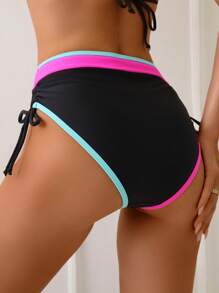 Swim Lushoire Đồ bơi nữ mùa hè chắp vá màu tương phản dành cho phụ nữ trưởng thành, đồ đi biển - màu đen - Xem 2