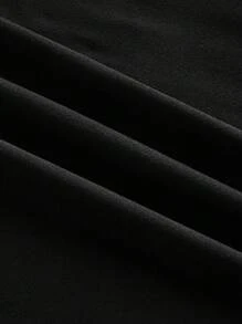 SHEIN BASICS Casual Solid Color Knit Plus Size Sleeveless Dress - Black - View 4