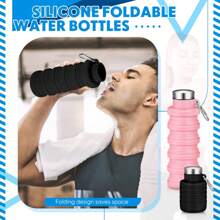 SHEIN Botella de agua plegable portátil - Botella de silicona ligera de 500ml, a prueba de fugas y plegable para el gimnasio, viajes, senderismo, camping y uso diario - Multicolor - Ver 13