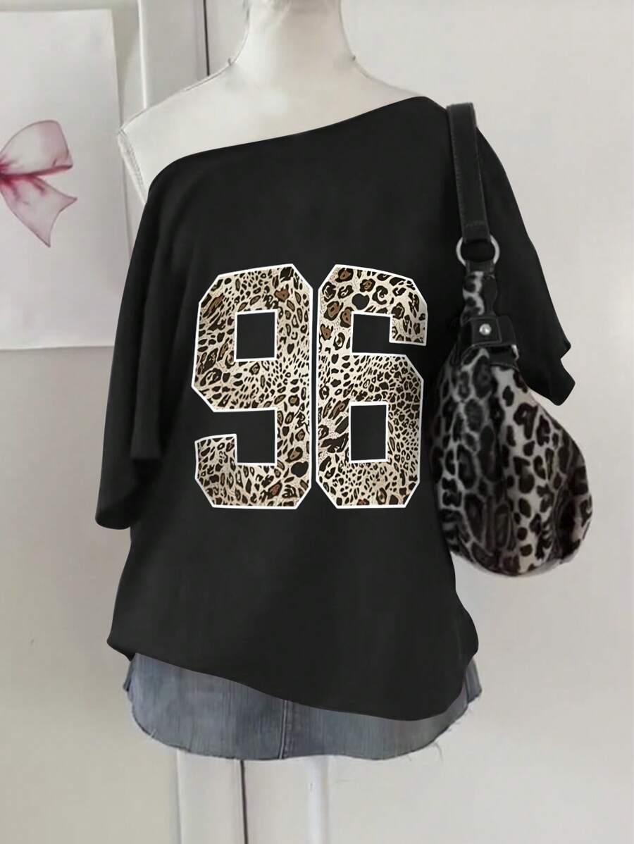 SHEIN EMERY ROSE CURVE 加大码 DM29 桑蚕丝单层被套，黑色带白色图案印花，96