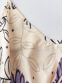 Flirla Bohemian Style Printed Beach Slip Dress - Purple - View 5