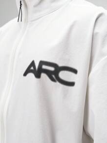 ARC Activewear Full Zip Sweater Jacket Performance Top Gym Workout Long Sleeve Track Suit - White - View 6