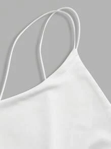 Amplova 双肩带交叉露背白色紧身衣 - 白色 - 查看 3