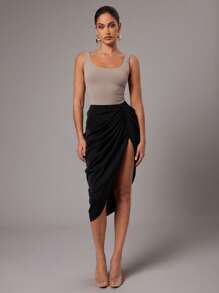 Silquee Bộ đồ liền thân màu trơn hở lưng cổ tròn thường ngày cho nữ, trang phục sinh nhật cho nữ, trang phục ngày lễ, váy nữ thần, váy kem, váy thanh lịch, bộ đồ liền thân hở lưng, bộ đồ liền thân dệt kim bó sát, bộ đồ liền thân hở lưng, bộ đồ liền thân cho nữ, bộ đồ liền thân mùa hè, bộ đồ liền thân một mảnh - Xám - Xem 6