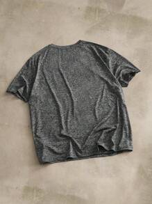 EASEVO Men Plus Size Casual Plain Casual Round Neck Short Sleeve T-Shirt, For Going Out, Summer - Dark Grey - View 7