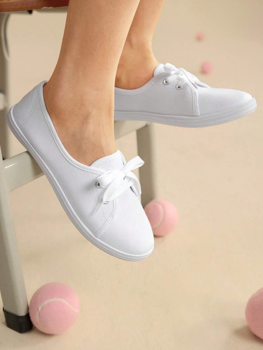 CUCCOO EASI New Style Low-Top Canvas Shoes, Students Flat Casual Women's Slip-On Cloth Shoes, Fashion White Sneakers Back To School