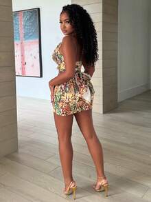 Alexandranx Women's Halter Strap Green Holiday Print Mini Dress - Multicolor - View 4