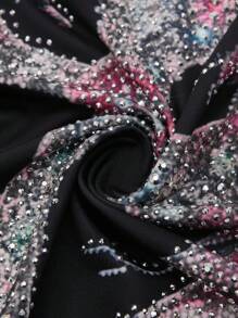 ROMWE MEN Street Life 男式哥特情侣短袖 T 恤，街头风格重磅设计樱花十字印花，万圣节 - 黑色 - 查看 5