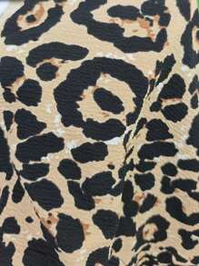 SHEIN Tall Leopard Print Casual Loose Women Jacket, Elegant And Versatile Fall Winter Cloth For Women - Multicolor - View 8