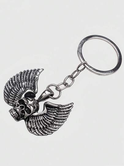 Goth Llavero colgante con diseño de ala de esqueleto, accesorio de encanto de diseño oscuro y nicho vintage punk para bolsos