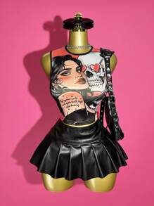 Slaydiva 2025 Sommer Neue Musikfestival, Geburtstags Party, Abschluss Saison Studenten, Alltägliches Tragen, Virale, Damen Wellenprint Ärmelloses Figurbetontes Crop Trägershirt