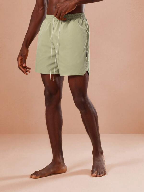 SUMWON Premium Strand-Shorts, schnelltrocknend, mit Kordelzug an der Taille, Badeanzug-Shorts mit Seitenschlitz, Urlaubsmode, Sommerpool-Shorts, mittellang, elastisches Band, lässig, locker geschnitten