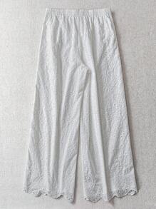 SHEIN LUNE 大码梭织刺绣休闲度假裤，春夏款