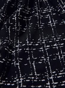 SHEIN Clasi Jacke in Große Größen für Damen, elegante leichte bedruckte Tweed-Jacke mit goldfarbenen Knopfverzierungen, vielseitig einsetzbar für Lässig, Büro, Herbst Outfits für Lehrerinnen in Große Größen, Bürooutfits für Damen, Lehrerinnen-Outfits, Ausgehoutfits - Schwarz und Weiss - Übersicht 8