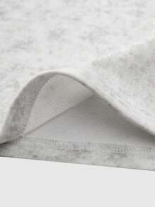 SHEIN Set 1 tricou cu mânecă scurtă și pantaloni lungi evazați pentru fete, vintage, casual, cu guler rotund, model cu litere, potrivit pentru joacă în aer liber și școală - Gri - Vizualizare 7