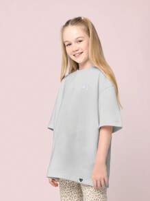 SUMWON Bow Design Oversized T Shirt Kawaii Casual Comfort Japanese Style Weekend Spring Summer Wear Adorable - Grey - View 3