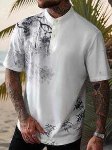 Manfinity RSRT Men's Knitted Digital Placement Collar Polo Shirt - White - View 3