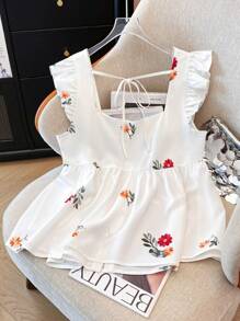 GlowEve CURVE Women's Plus Size Cap Sleeve Printed Chiffon Blouse, Casual Open Front Vacation Shirts, Versatile For Spring & Summer - Multicolor - View 2