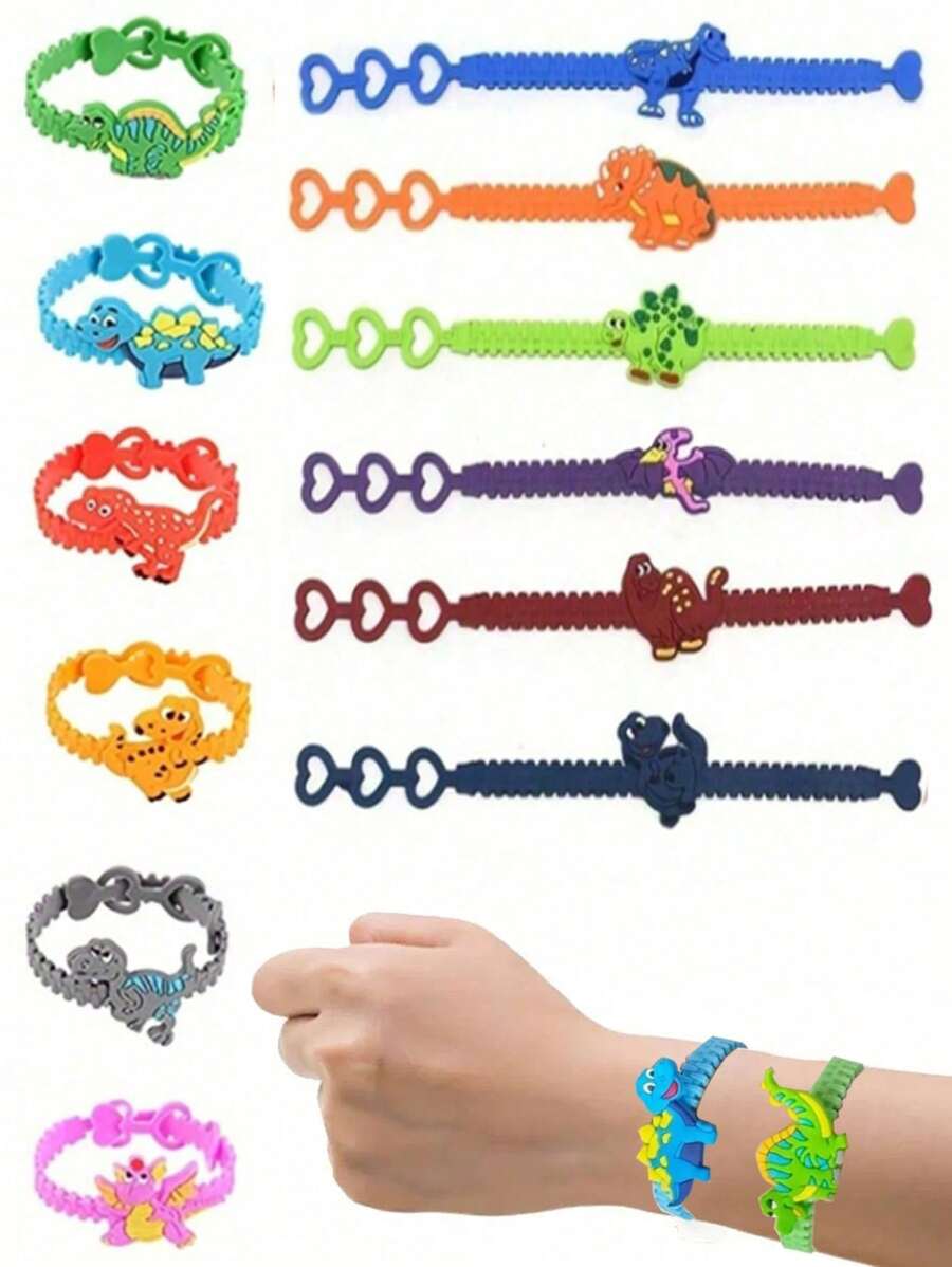 24PCS Dinosaur Silicone Bracelet, Perfect For Dinosaur Themed Parties, Birthday Party Decorations, Party Gifts - Multicolor - View 1