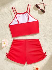 Teenage Girl Sweet Solid Color Blue Tankini Set With Boyshort Bottom Red Two Piece Swimsuit Teen Red Teen Bathing Suits Two Piece Red Two Piece Swimsuit Two Piece Bathing Suit Two Piece Swimsuit Set High Waisted Swim Shorts Set Red Two Piece Bathing Suit Red Two Piece Swimsuit Tween High Waist Swimsuit Set Red Swimsuit Set