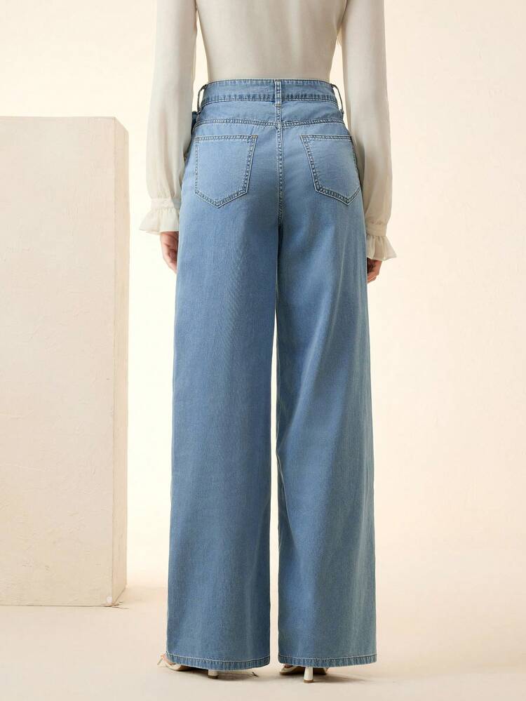 Jeans en denim robuste à jambes droites mode pour femmes