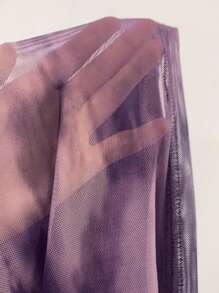 DAZY 扎染透明网眼短款露肩长袖女式上衣外出上衣节日夏季 - 紫色 - 查看 5