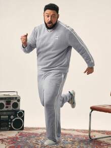 Manfinity NXTstreet 1set Men's Plus Size Hooded Sweatshirt And Sweatpants Sets