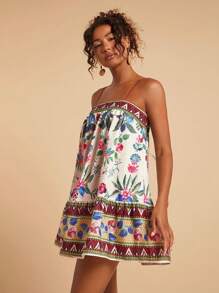 Travachic Robe courte à bretelles imprimées tissées pour femmes, tenues d'été pour femmes, vêtements de plage, printemps et été, Pâques, tenues de vacances, tenues de plage pour femmes, vacances de printemps, tenues de vacances pour femmes, tenue de concert pour femmes, BOHO, bohème, festival de musique, vêtements de vacances tropicales pour femmes, romantique - Multicolore - Voir 7