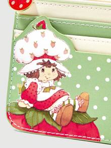 Strawberry Shortcake | ROMWE Cartoon Strawberry Girl Cardholder Card Wallet Zipper Coin Purse Key Chain - Green - View 4