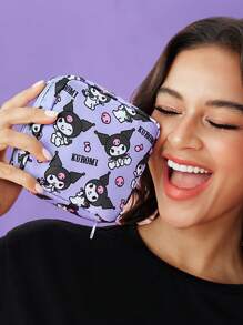 HELLO KITTY AND FRIENDS | SHEIN 1 cái/1 bộ Túi đựng đồ bằng sợi Polyester họa tiết hoạt hình, có thể dùng làm túi đựng đồ vệ sinh phụ nữ, túi đựng đồ kỹ thuật số, túi đựng đồ nhỏ, - Màu tím hoa cà - Xem 6