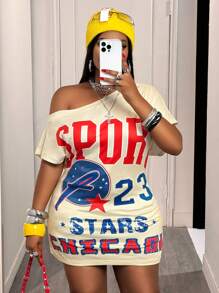 Slaydiva 2025 Spring Summer New Casual Street Cute Summer Top, Red White Blue Y2K Women Club Sexy Country Concert Streetwear Plus Size Summer Beach Graphic Tee, 4th Of July Asymmetrical Neck Fitted Niche Slogan Print Knit T-Shirt