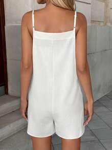 Solid Color Summer Casual Versatile Pocket Jumpsuit