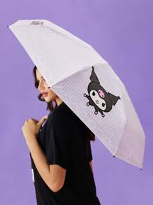 HELLO KITTY AND FRIENDS | SHEIN 1 把可爱卡通图案手动五折晴雨伞，黑胶防晒涂层，50+ UV 防晒效果，适合上学、上班、外出及日常使用，专为大学生、高中生及女性设计 - 淡紫色 - 查看 3