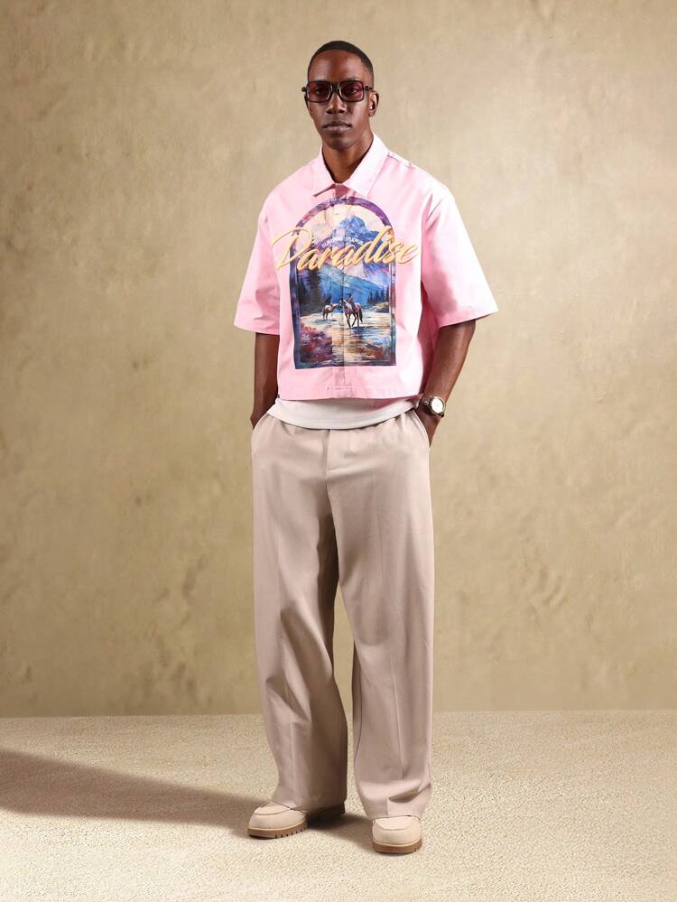 Camicia casual a maniche corte con bottoni stile Mountain Lake