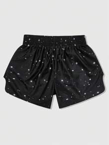 ROMWE MEN Adventure Time X ROMWE Men's Cartoon Pattern Elastic Waist Boxing Shorts - Black - View 2