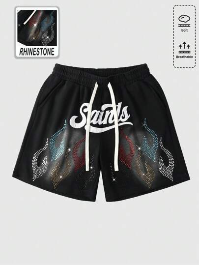 Street Life Men's Street Life Distressed Flame & Diamond Print Loose Shorts