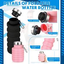 SHEIN Botella de agua plegable portátil - Botella de silicona ligera de 500ml, a prueba de fugas y plegable para el gimnasio, viajes, senderismo, camping y uso diario - Multicolor - Ver 2