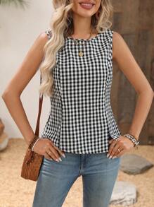 EMERY ROSE 海滩度假装扮 乡村装扮 女士乡村音乐会装扮 女士夏季装扮 可爱夏季上衣 格纹 欧式夏季 女士夏季服装 背心和吊带衫 - 彩色 - 查看 6